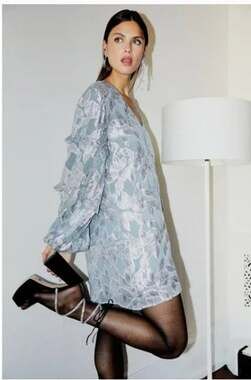 NWT Jen's Pirate Booty Silver Metallic Mini Dress Size XS, NYE Holiday Party
